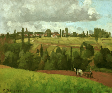 Bild-Nr: 30006270 C.Pissarro /Landsape w.Peasant Ploughing Erstellt von: Pissarro, Camille