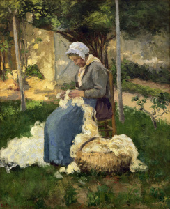 Bild-Nr: 30006296 C.Pissarro, Bäuerin beim Wollezupfen Erstellt von: Pissarro, Camille