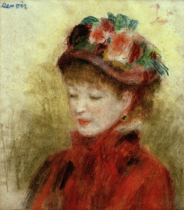 Bild-Nr: 30007014 Renoir/Young woman wit.flower hat/c.1877 Erstellt von: Renoir, Pierre-Auguste