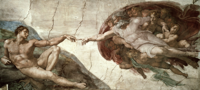 Bild-Nr: 30007310 Michelangelo / Creation of Adam / 1511 Erstellt von: Buonarroti, Michelangelo (Michelangelo di Lodovico Buonarroti Simoni)