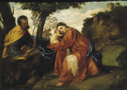 Bild-Nr: 30007525 Titian / Rest on the Flight into Egypt Erstellt von: Vecellio, Tiziano