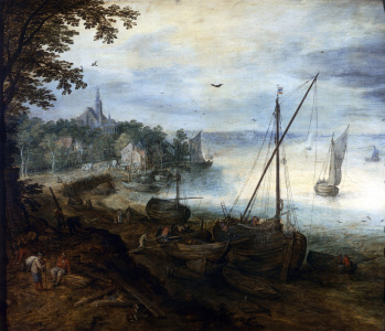 Bild-Nr: 30007849 J.Brueghel d.Ä./ Flußlandsch.Holzhacker Erstellt von: Jan Brueghel der Ältere