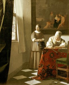 Bild-Nr: 30007911 Vermeer / Woman writing a letter /c.1670 Erstellt von: Jan Vermeer van Delft