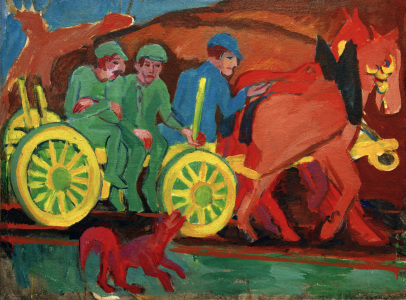 Bild-Nr: 30008281 E.L.Kirchner, Pferdegespann mit 3 Bauern Erstellt von: Ernst Ludwig Kirchner