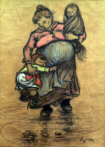 Bild-Nr: 30008493 H.Zille, Mutter mit zwei Kindern Erstellt von: Zille, Heinrich