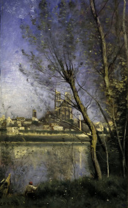 Bild-Nr: 30008889 C.Corot, Cathedral in Mantes / painting Erstellt von: Corot, Jean Baptiste Camille