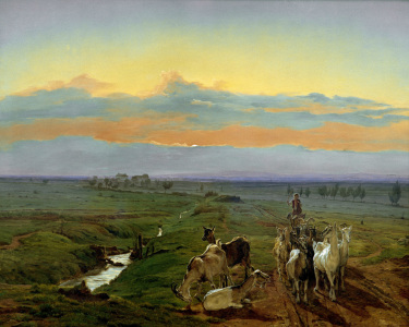 Bild-Nr: 30009080 F.Waldmüller, Abendlandschaft mit Ziegen Erstellt von: Waldmüller, Ferdinand Georg