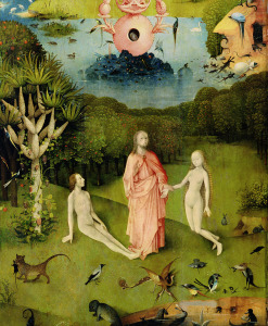 Bild-Nr: 31000087 The Garden of Earthly Delights: The Garden of Eden, left wing of triptych, c.150 Erstellt von: Bosch, Hieronymus