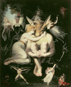 Bild-Nr: 31000435 Titania Awakes, Surrounded by Attendant Fairies, clinging rapturously to Bottom, Erstellt von: Füssli, Johann Heinrich d.J.