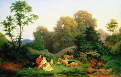 Bild-Nr: 31001161 Shepherd and Shepherdess in a German landscape, 1844 Erstellt von: Richter, Ludwig