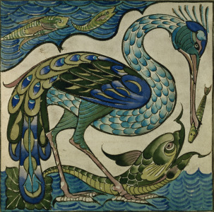 Bild-Nr: 31001564 Tile design of heron and fish, by Walter Crane Erstellt von: Crane, Walter