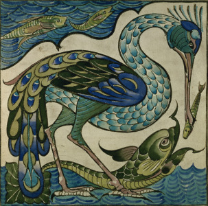 Bild-Nr: 31001564 Tile design of heron and fish, by Walter Crane Erstellt von: Crane, Walter