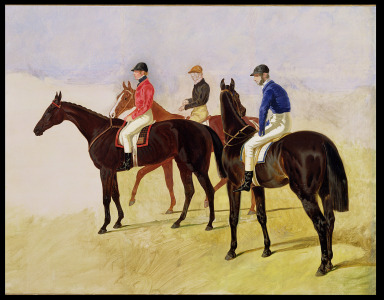 Bild-Nr: 31001587 Study of Three Steeplechase Cracks: Allen McDonough on Brunette, Tom Oliver on D Erstellt von: Herring Snr, John Frederick