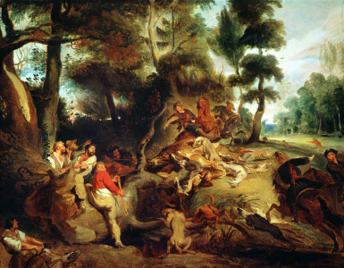 Bild-Nr: 31002153 The Wild Boar Hunt, after a painting by Rubens, c.1840-50 Erstellt von: Delacroix, Ferdinand Victor Eugene