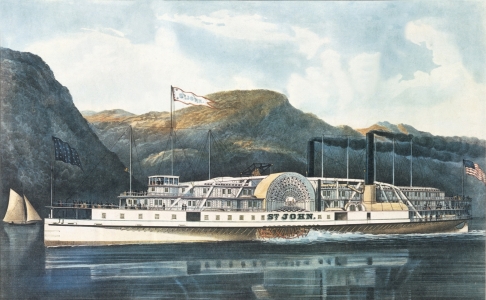 Bild-Nr: 31002446 The Hudson River Steamboat `St. John', published 1864 Erstellt von: Currier, Nathaniel and Ives, J.M.