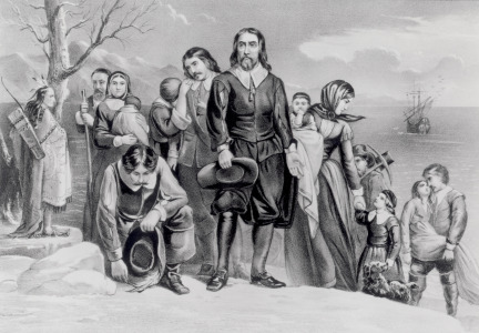 Bild-Nr: 31002447 The Landing of the Pilgrims at Plymouth, Mass. Dec. 22nd, 1620, pub. 1876 Erstellt von: Currier, Nathaniel and Ives, J.M.