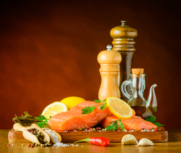 Bild-Nr: 11918516 Stillleben mit Lachsfilet und Kochzutaten Erstellt von: xfotostudio