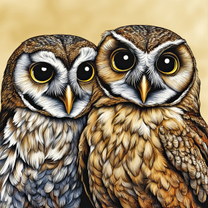 Bild-Nr: 12794129 Altes Eulen Ehepaar KI Erstellt von: XYRIUS
