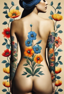 Bild-Nr: 12821528 Akt Blumentattoo KI Erstellt von: XYRIUS