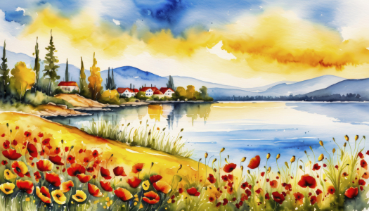 Bild-Nr: 12836787 Seelandschaft Dorf Mohn KI Erstellt von: XYRIUS