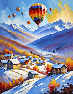 Bild-Nr: 12850091 Ballonfahrt über den Bergen KI Erstellt von: XYRIUS