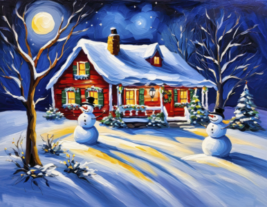 Bild-Nr: 12852036 Schneemänner und Knusperhäuschen KI Erstellt von: XYRIUS