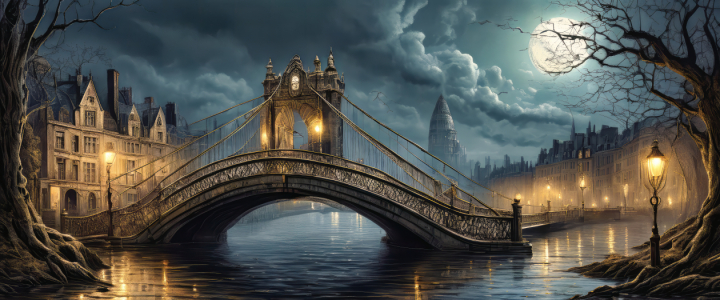 Bild-Nr: 12855983 Brücke in der Nacht KI Erstellt von: XYRIUS