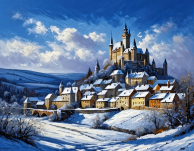 Bild-Nr: 12869880 Burg im Winter KI Erstellt von: XYRIUS