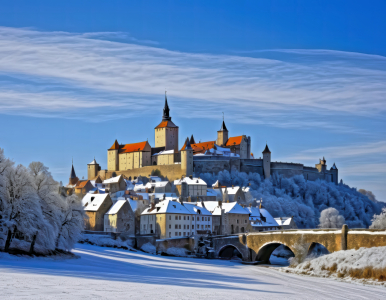 Bild-Nr: 12869883 Burg mit Dorf KI Erstellt von: XYRIUS
