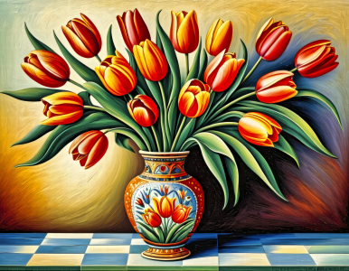 Bild-Nr: 12872684 Tulpenstrauß in Vase KI Erstellt von: XYRIUS