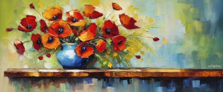 Bild-Nr: 12882219 Stillleben Mohn in Vase KI Erstellt von: XYRIUS