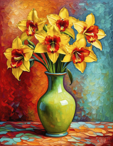 Bild-Nr: 12889670 Gelbe Lilien in Vase KI Erstellt von: XYRIUS