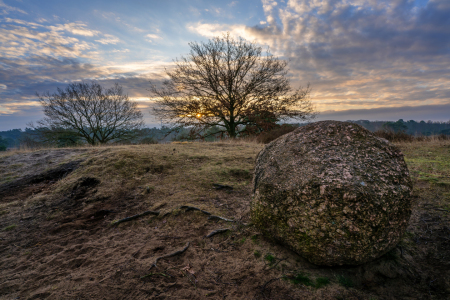 Bild-Nr: 12890235 Morgendämmerung hinter dem Findling Erstellt von: volker heide