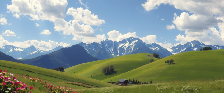 Bild-Nr: 12915987 Sanfte Hügel im Gebirge KI Erstellt von: XYRIUS