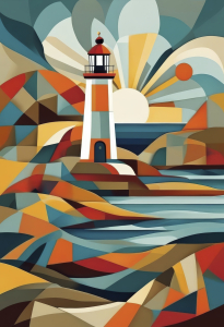 Bild-Nr: 12927464 Leuchtturm abstrakt KI Erstellt von: XYRIUS