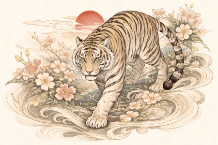 Bild-Nr: 12939457 Zen-Tiger unter der Morgensonne KI Erstellt von: gabii40