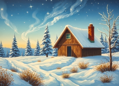 Bild-Nr: 12941082 Almhütte im Winter KI Erstellt von: XYRIUS