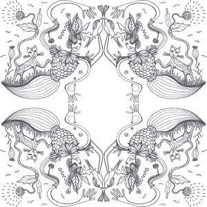 Bild-Nr: 9014731 Schwarz und weiß Himbeer-Katze Erstellt von: patterndesigns-com