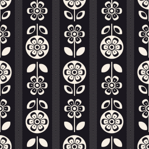 Bild-Nr: 9014759 Retro Monochrome Blumen und Blätter Erstellt von: patterndesigns-com