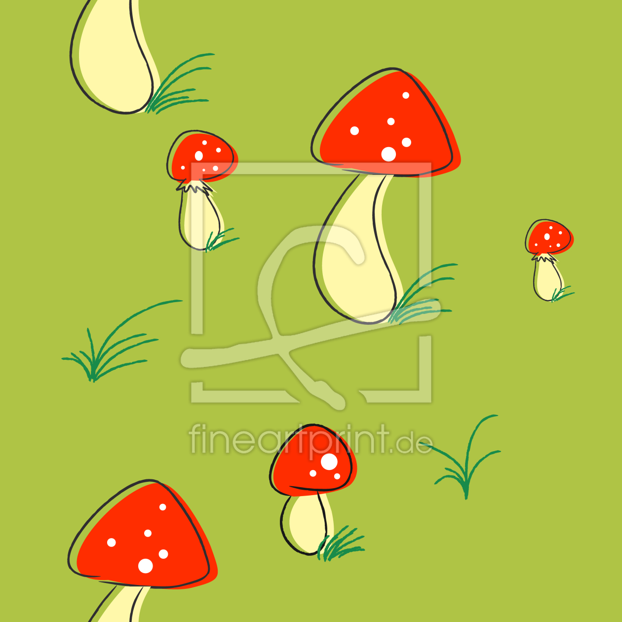 Freche Fliegenpilze als Papierdruck 9004453 Fine Ar...