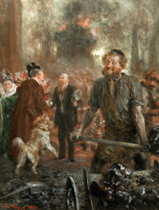 Bild-Nr: 30005766 Besuch im Eisenwalzwerk / Drawing/Menzel Erstellt von: von Menzel, Adolph Friedrich Erdmann