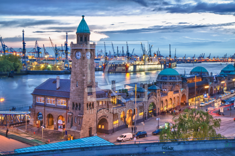 Poster Hamburg drucken Landungsbrücken als