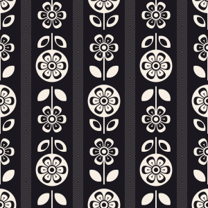 Bild-Nr: 9014759 Retro Monochrome Blumen und Blätter Erstellt von: patterndesigns-com
