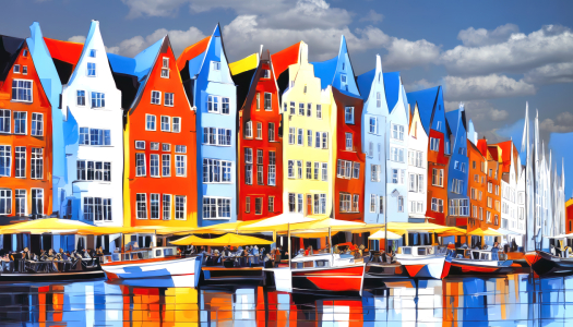 Bild-Nr: 12808335 Bunte Giebelhäuser KI Erstellt von: XYRIUS