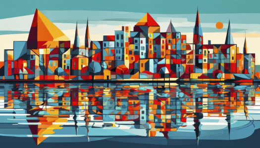 Bild-Nr: 12842629 Altstadtpanorama am Fluss KI Erstellt von: XYRIUS