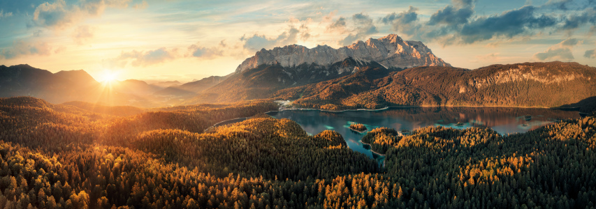 Bild-Nr: 12913571 Luftaufnahme des Eibsees und der Zugspitze Erstellt von: Smileus