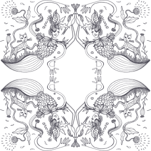 Bild-Nr: 9014731 Schwarz und weiß Himbeer-Katze Erstellt von: patterndesigns-com