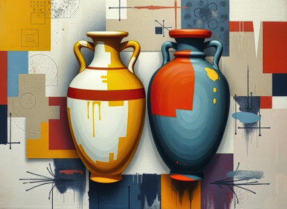 Bild-Nr: 12934658 Amphoren abstrakt KI Erstellt von: XYRIUS